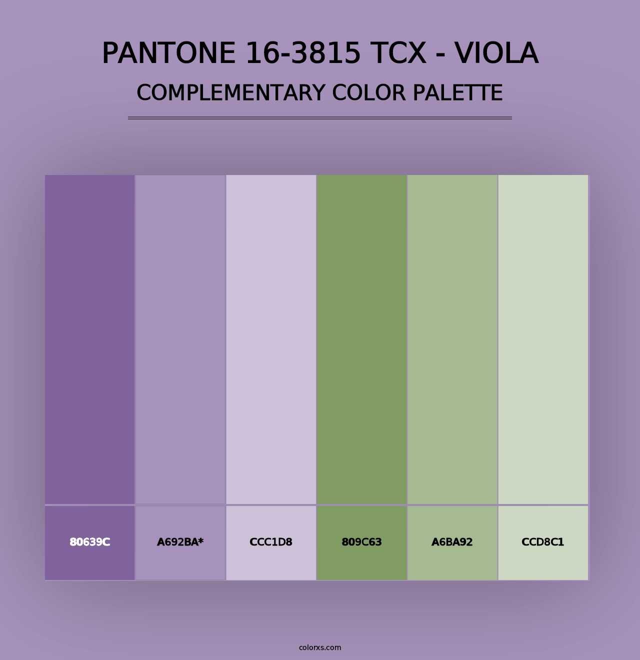 PANTONE 16-3815 TCX - Viola - Complementary Color Palette