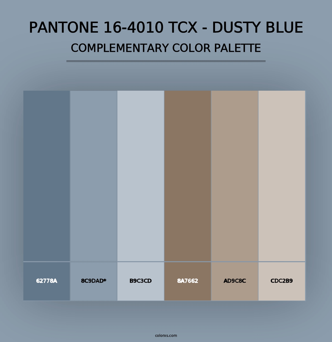 PANTONE 16-4010 TCX - Dusty Blue - Complementary Color Palette