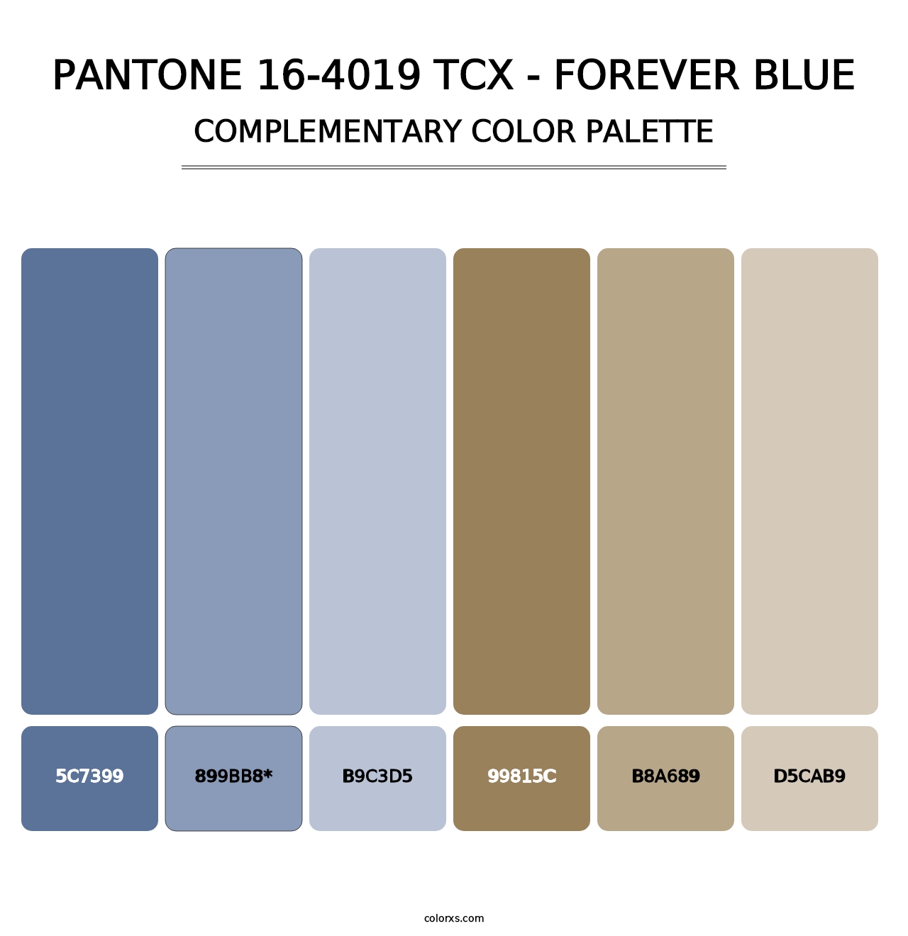 PANTONE 16-4019 TCX - Forever Blue - Complementary Color Palette