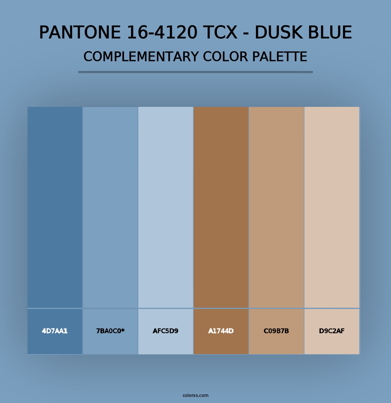 PANTONE 16-4120 TCX - Dusk Blue - Complementary Color Palette