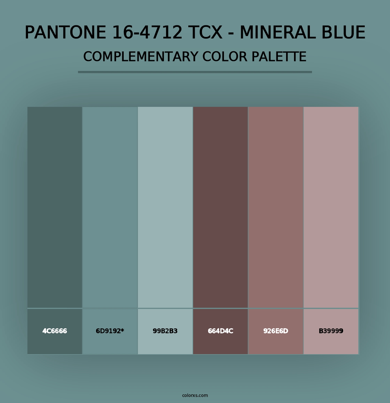 PANTONE 16-4712 TCX - Mineral Blue - Complementary Color Palette