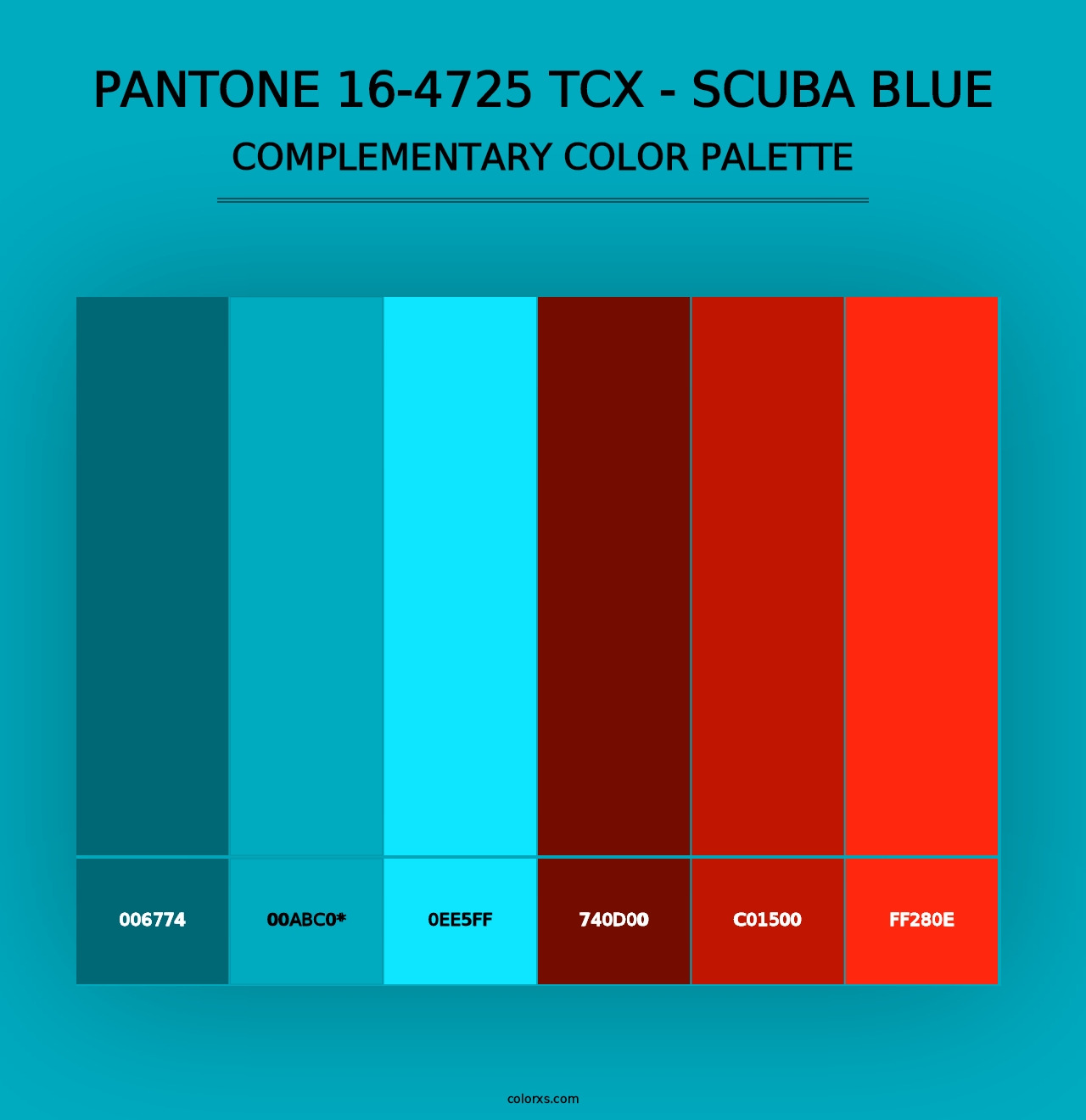 PANTONE 16-4725 TCX - Scuba Blue - Complementary Color Palette