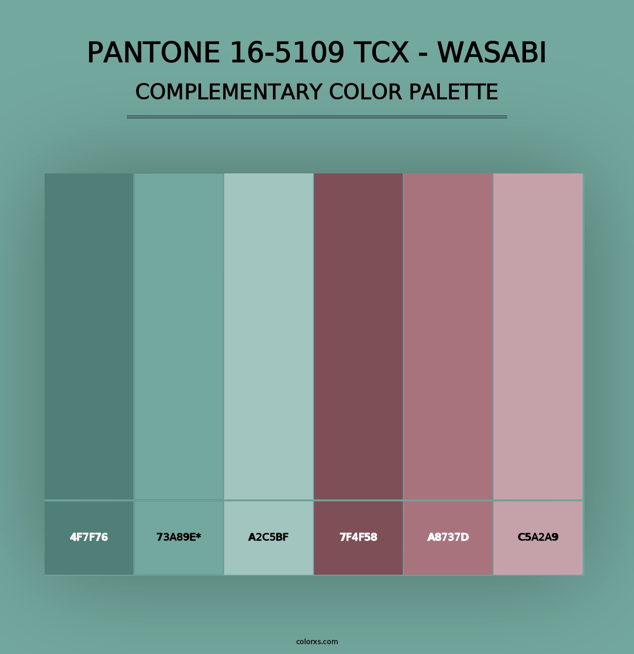 PANTONE 16-5109 TCX - Wasabi - Complementary Color Palette