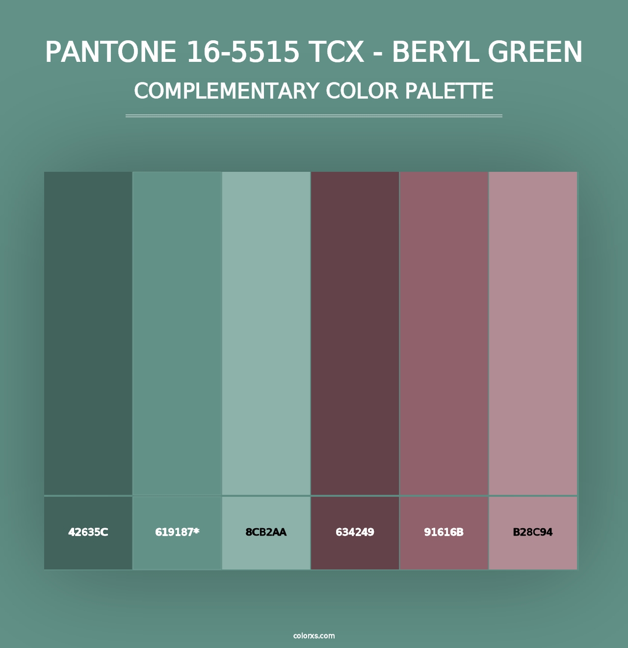 PANTONE 16-5515 TCX - Beryl Green - Complementary Color Palette