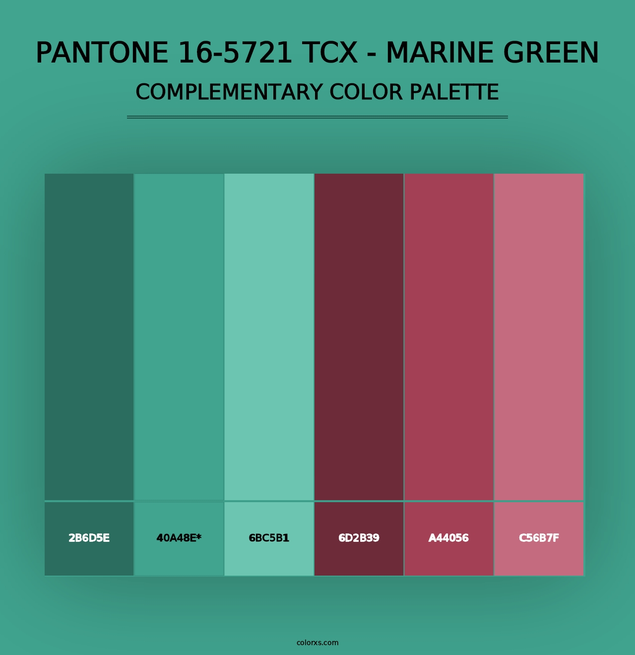 PANTONE 16-5721 TCX - Marine Green - Complementary Color Palette