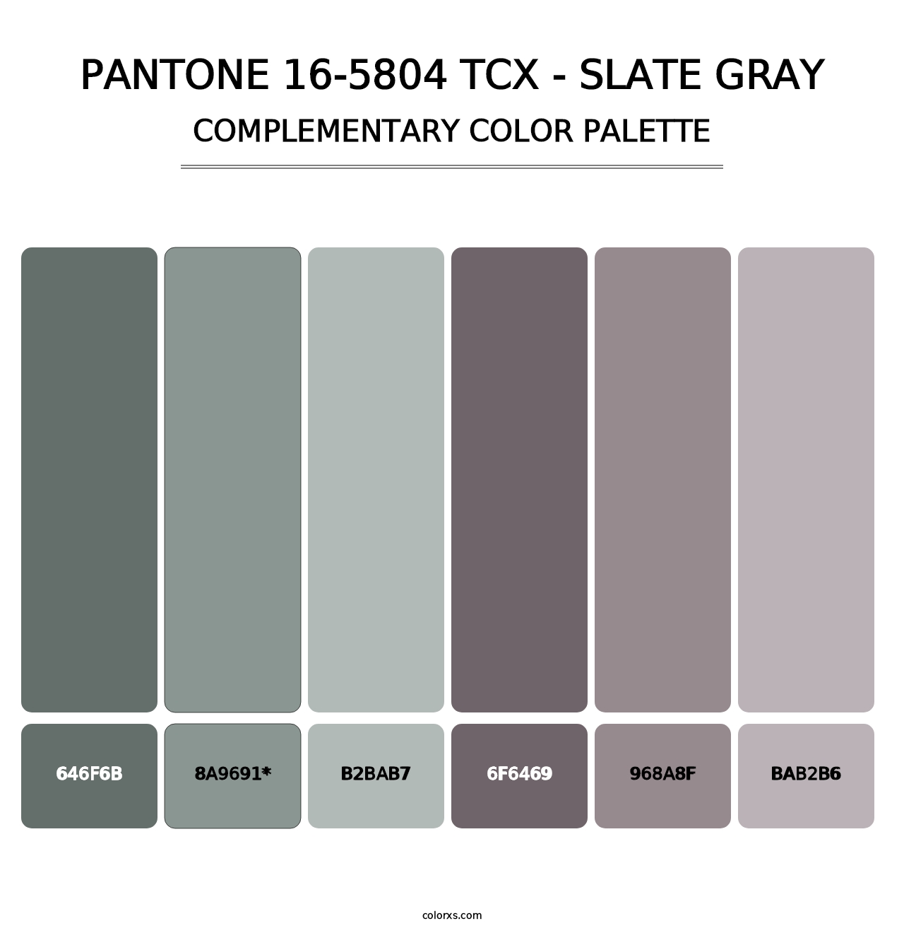 PANTONE 16-5804 TCX - Slate Gray - Complementary Color Palette