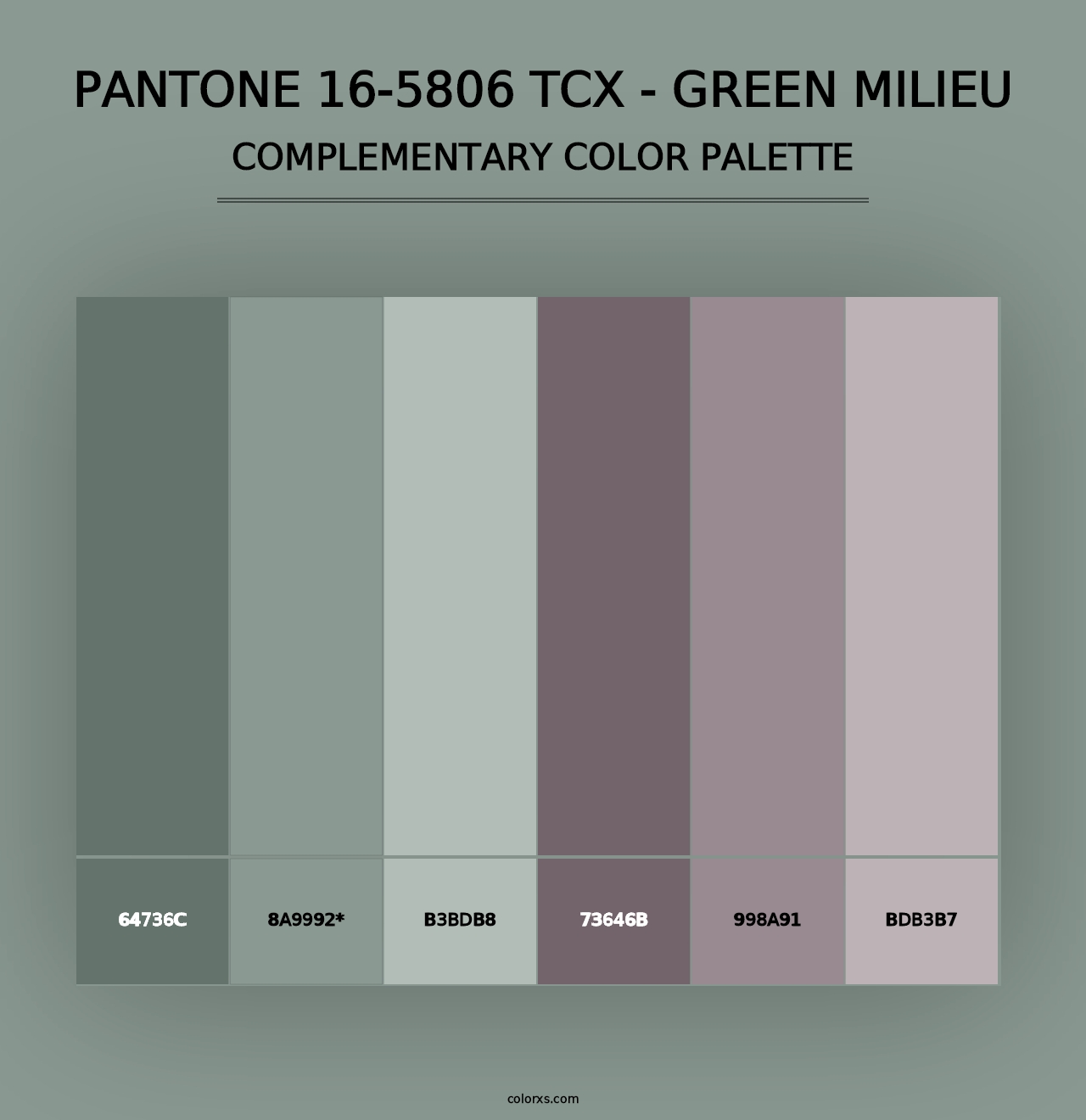 PANTONE 16-5806 TCX - Green Milieu - Complementary Color Palette