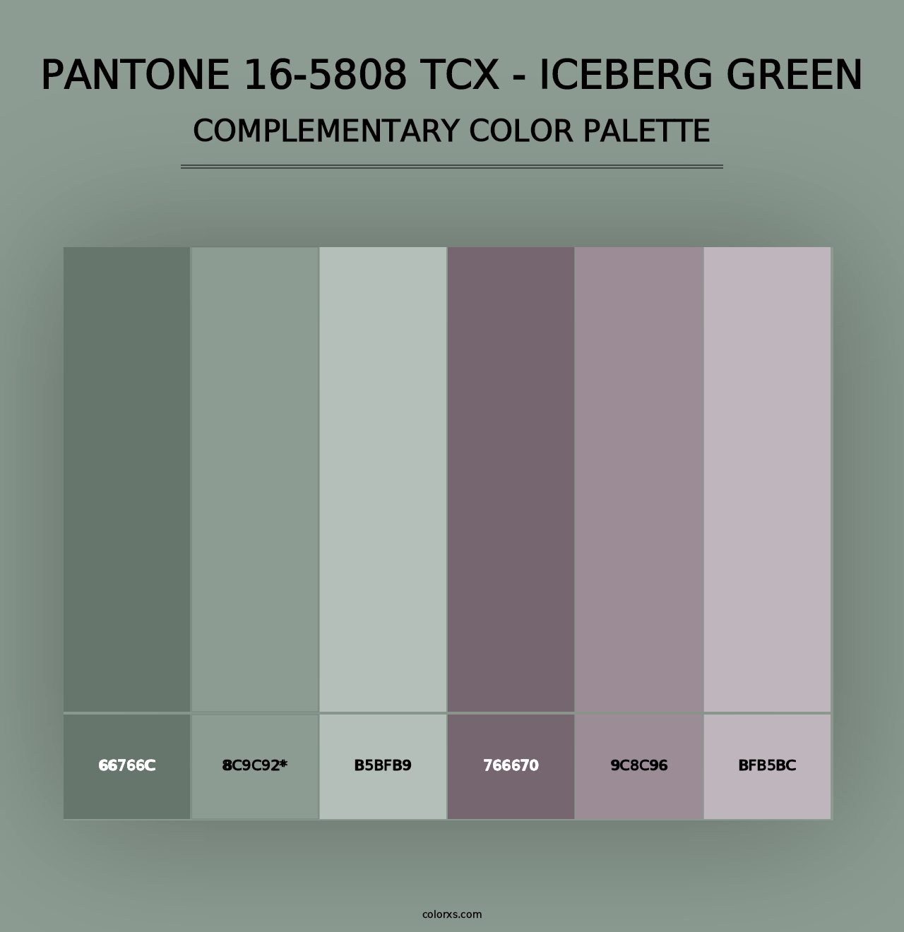 PANTONE 16-5808 TCX - Iceberg Green - Complementary Color Palette