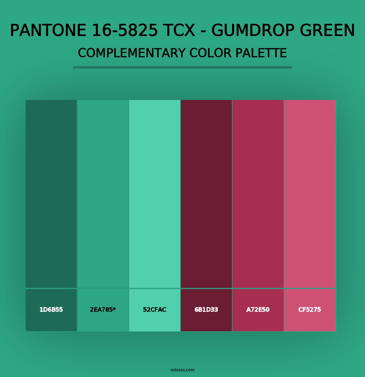 PANTONE 16-5825 TCX - Gumdrop Green - Complementary Color Palette