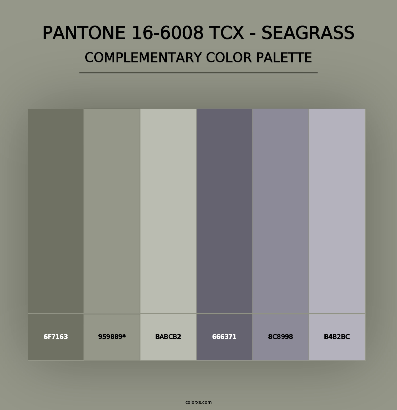 PANTONE 16-6008 TCX - Seagrass - Complementary Color Palette