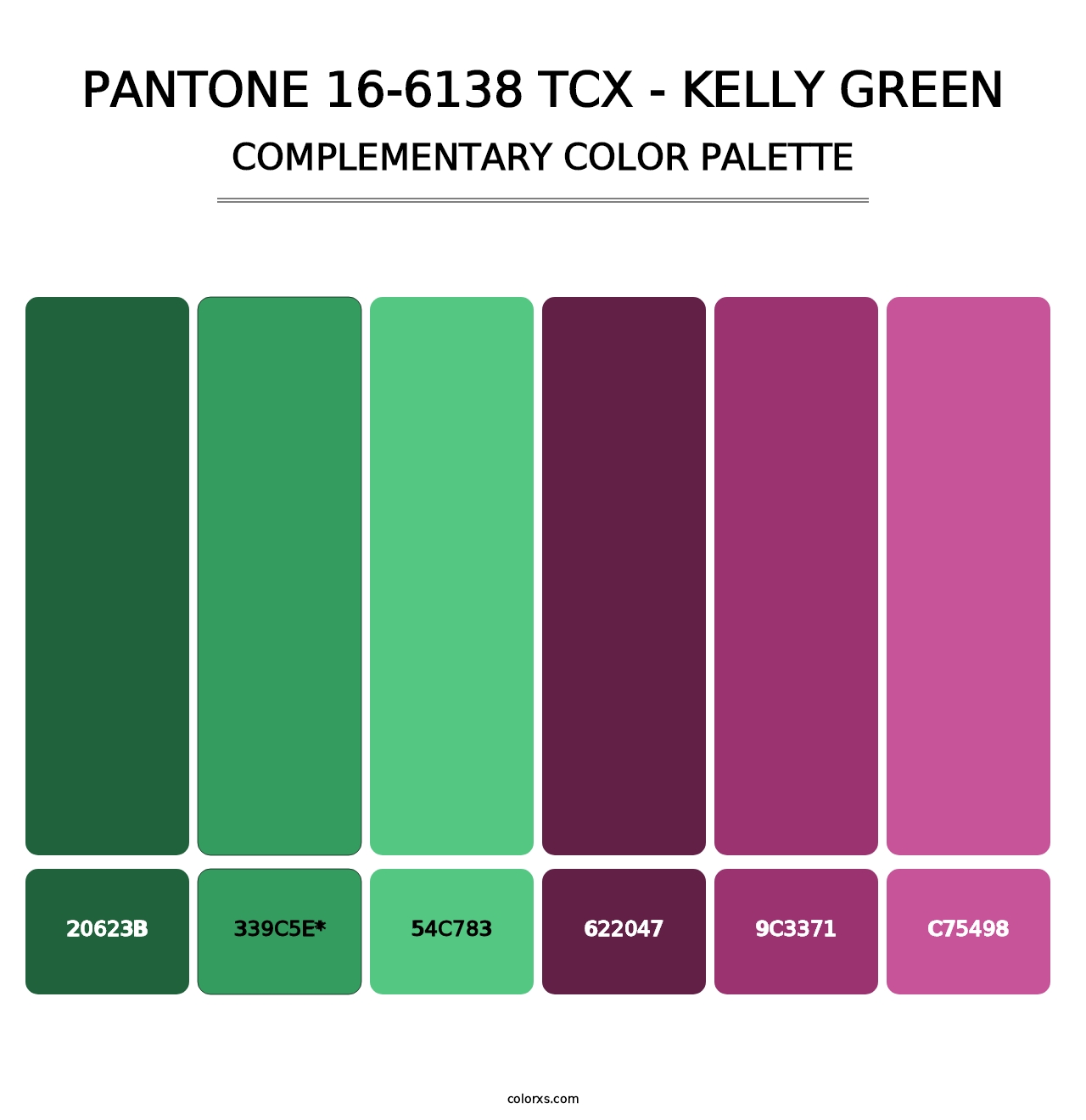 PANTONE 16-6138 TCX - Kelly Green - Complementary Color Palette