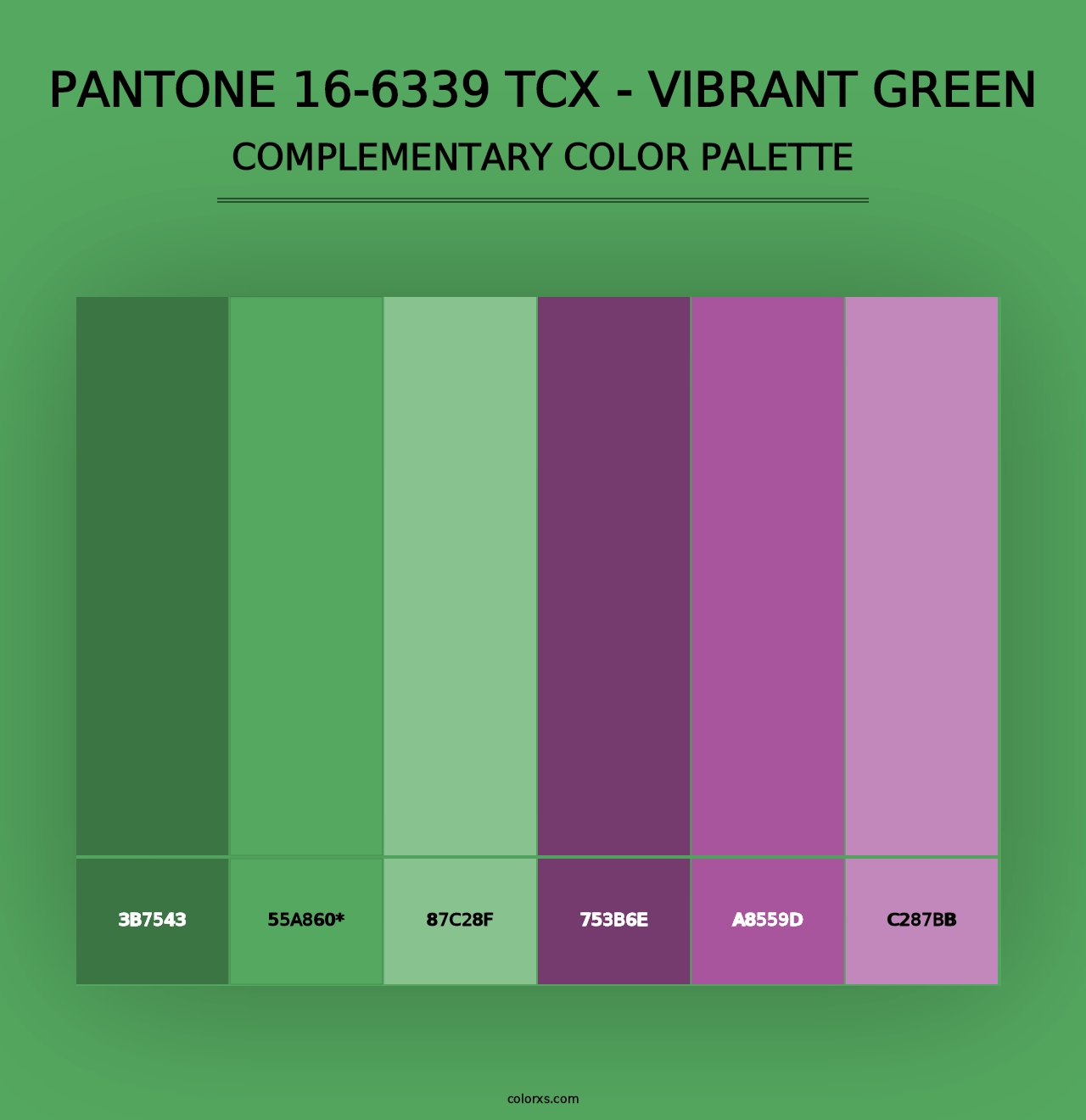 PANTONE 16-6339 TCX - Vibrant Green - Complementary Color Palette