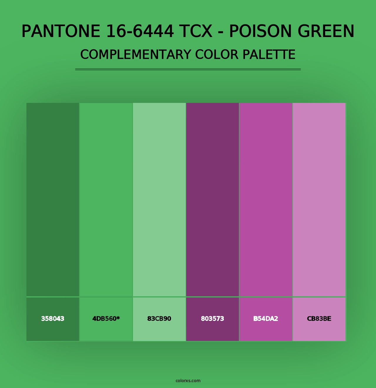 PANTONE 16-6444 TCX - Poison Green - Complementary Color Palette