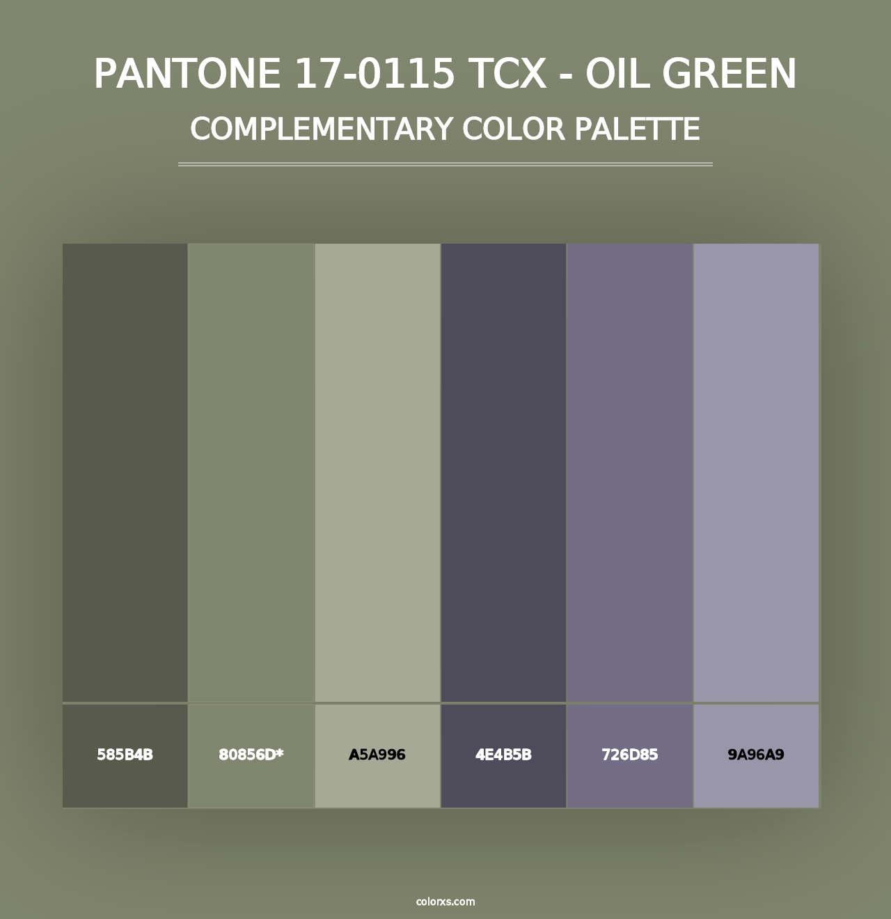 PANTONE 17-0115 TCX - Oil Green - Complementary Color Palette