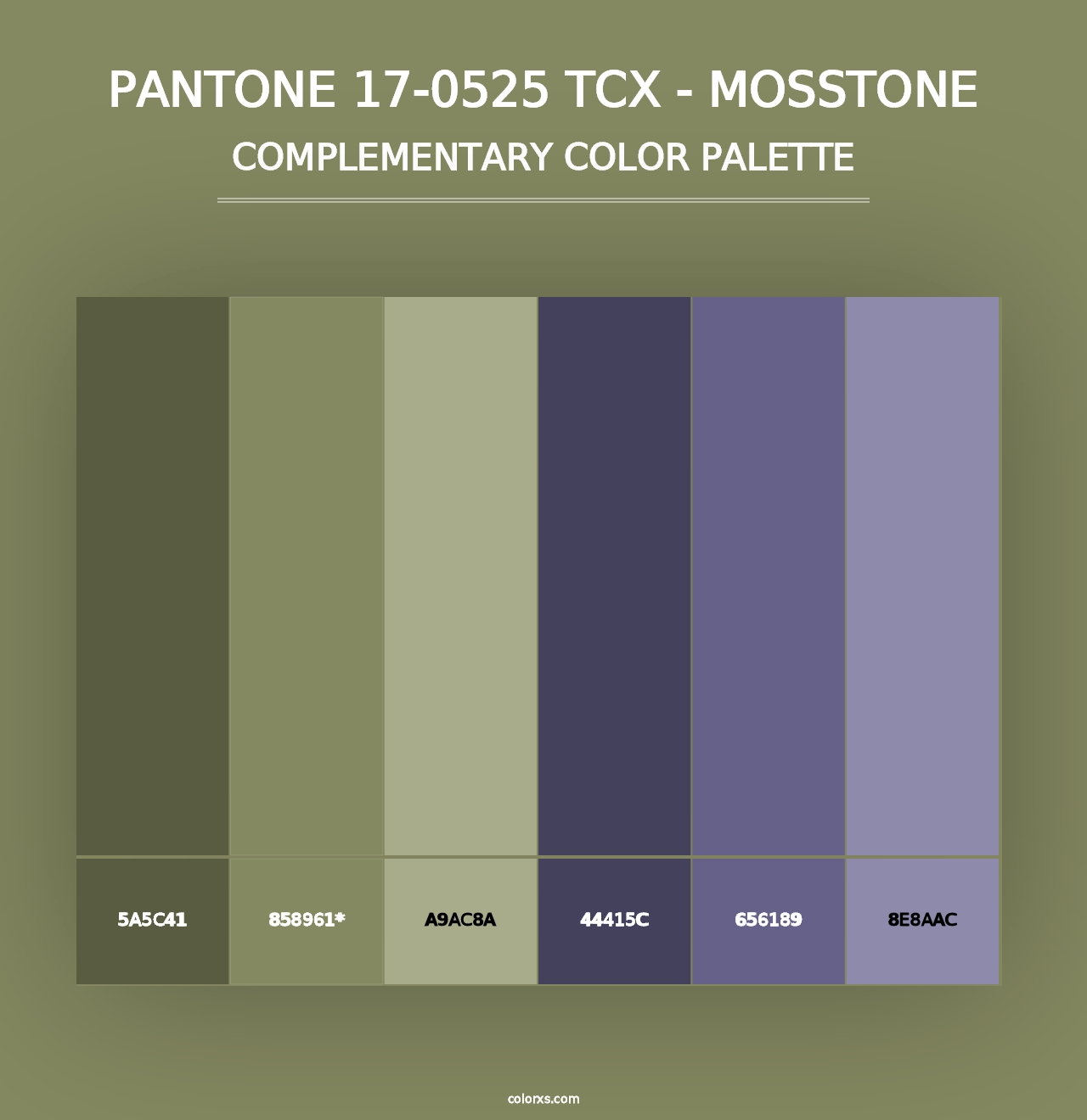 PANTONE 17-0525 TCX - Mosstone - Complementary Color Palette