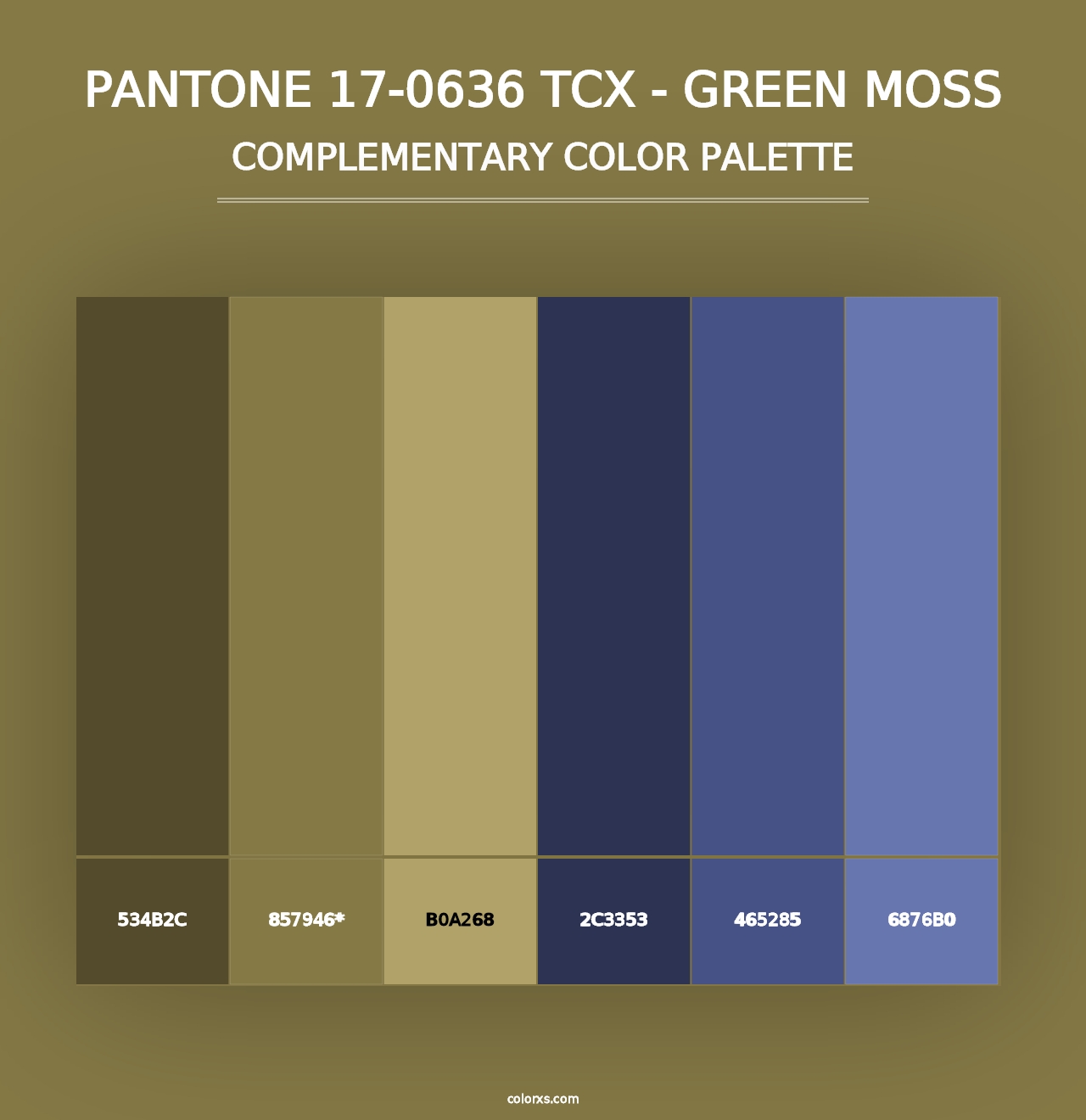 PANTONE 17-0636 TCX - Green Moss - Complementary Color Palette