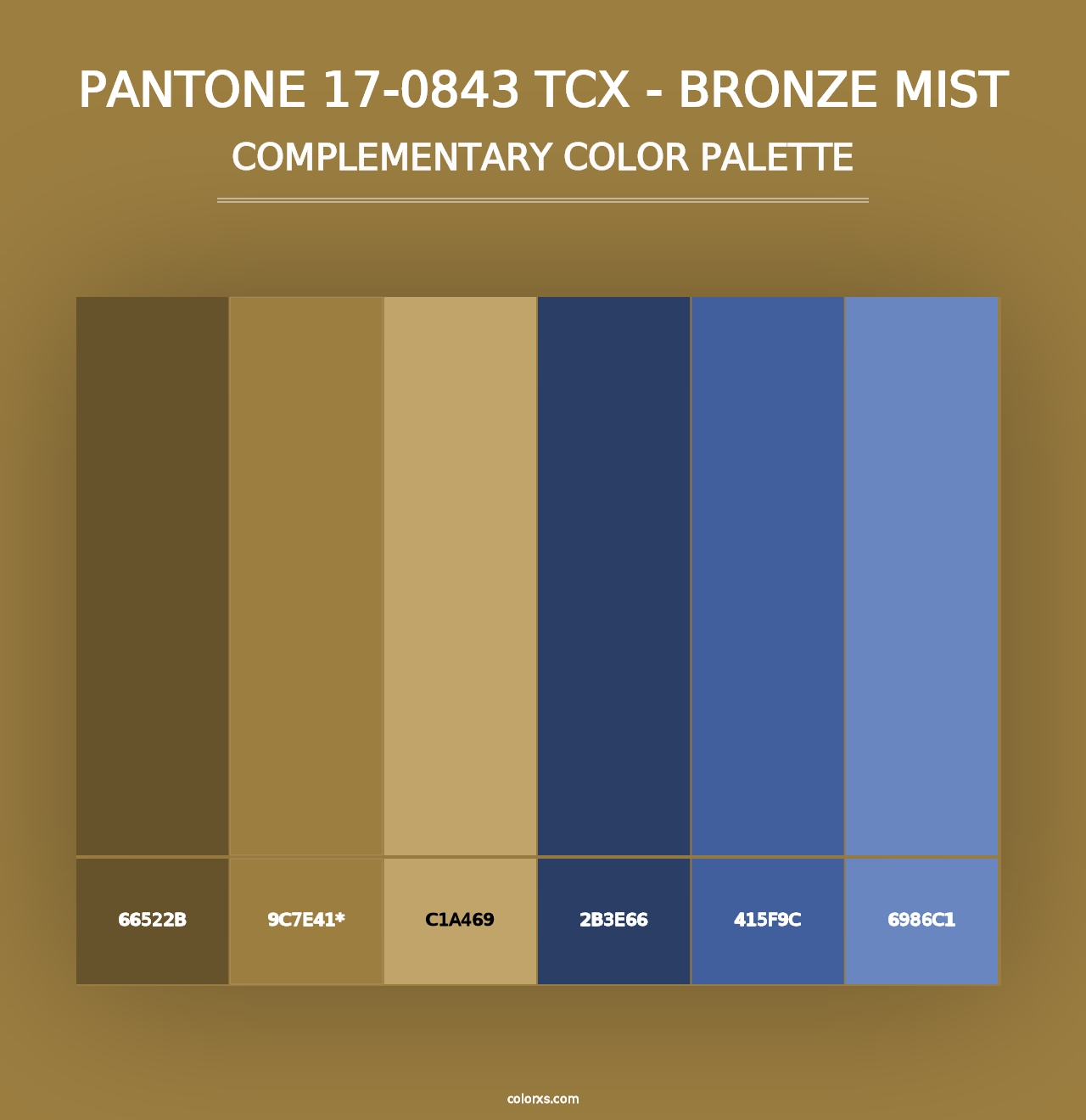 PANTONE 17-0843 TCX - Bronze Mist - Complementary Color Palette