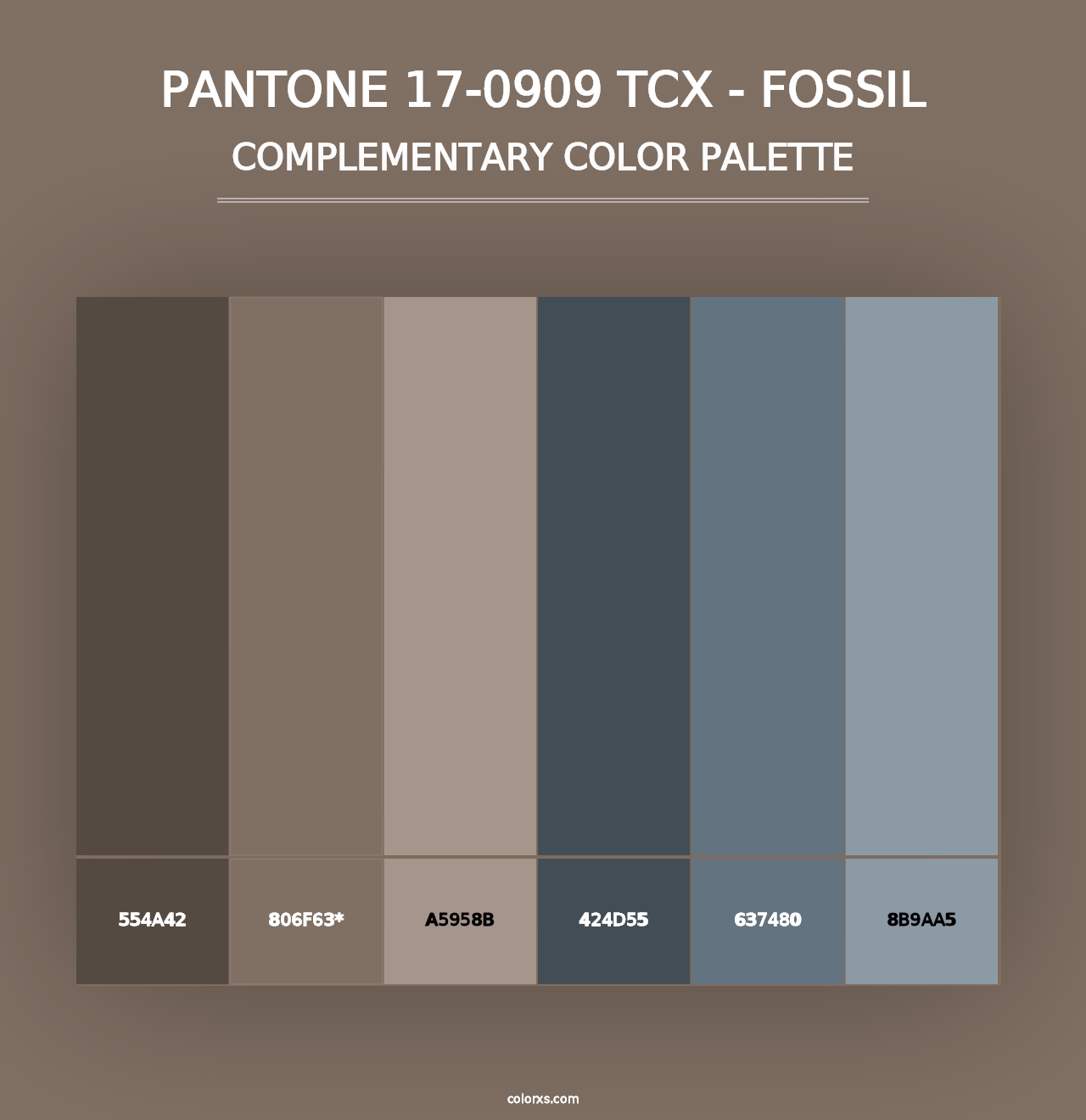 PANTONE 17-0909 TCX - Fossil - Complementary Color Palette