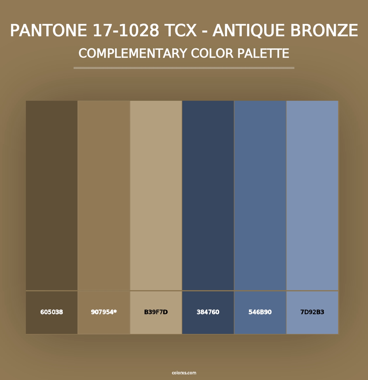 PANTONE 17-1028 TCX - Antique Bronze - Complementary Color Palette