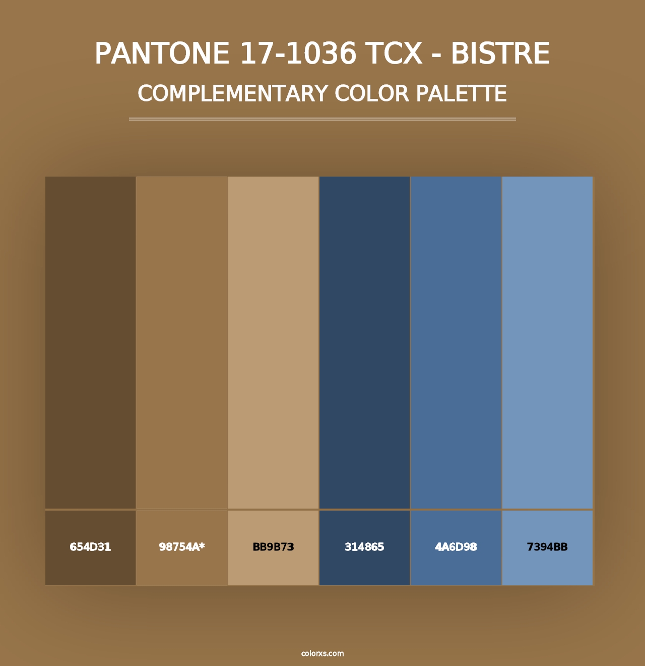 PANTONE 17-1036 TCX - Bistre - Complementary Color Palette