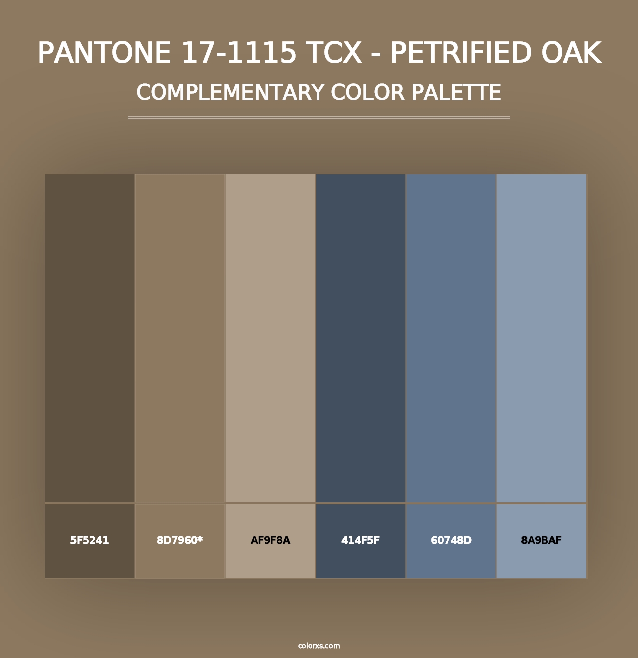 PANTONE 17-1115 TCX - Petrified Oak - Complementary Color Palette