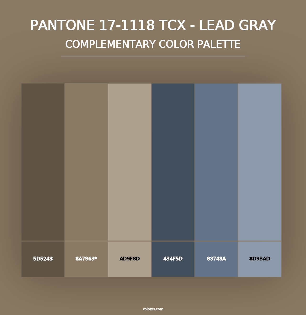 PANTONE 17-1118 TCX - Lead Gray - Complementary Color Palette