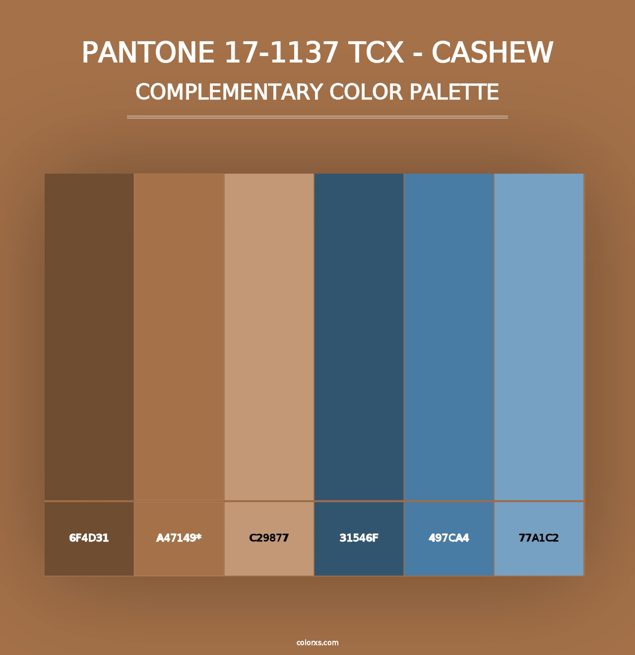 PANTONE 17-1137 TCX - Cashew - Complementary Color Palette