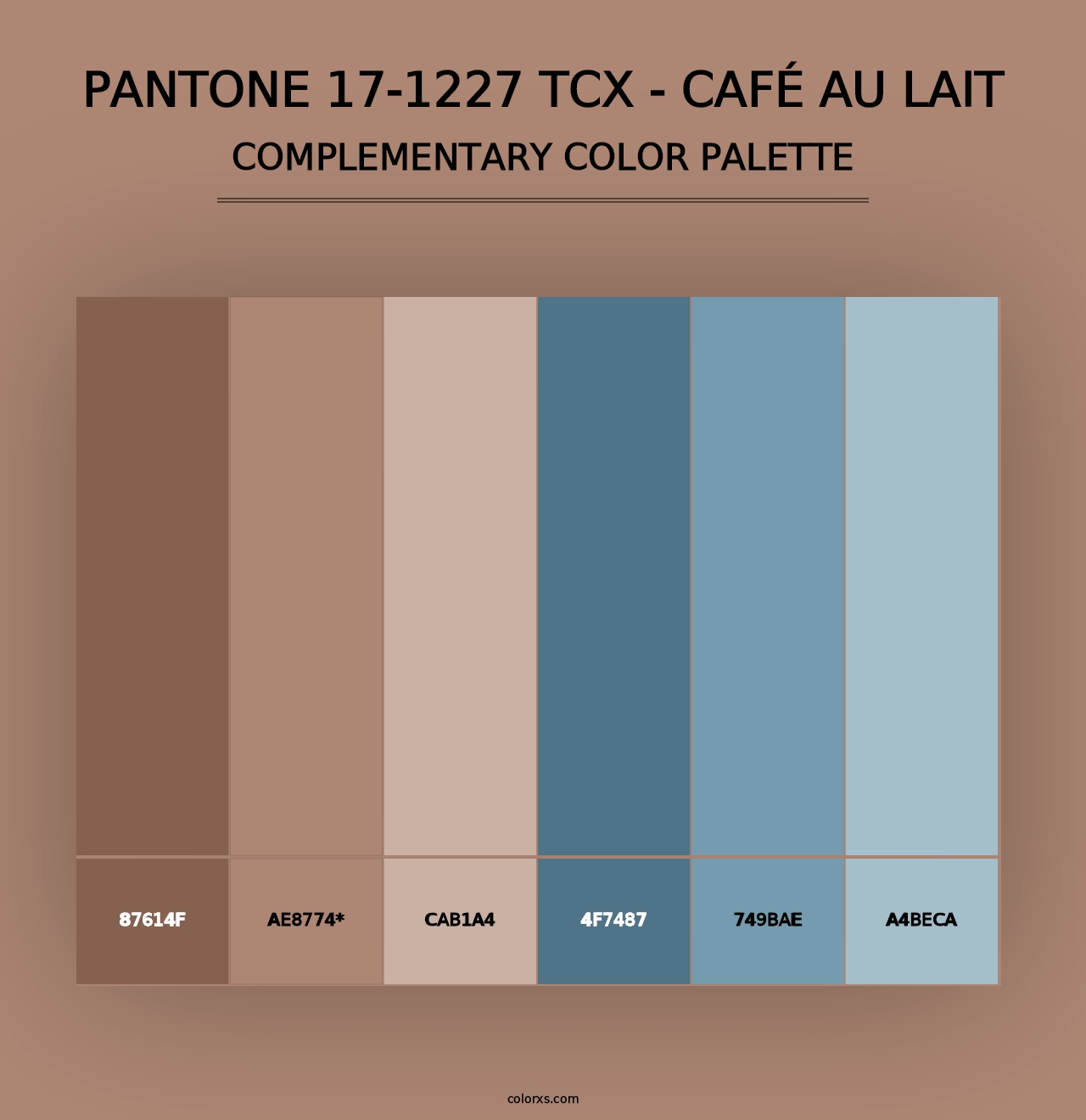 PANTONE 17-1227 TCX - Café au Lait - Complementary Color Palette