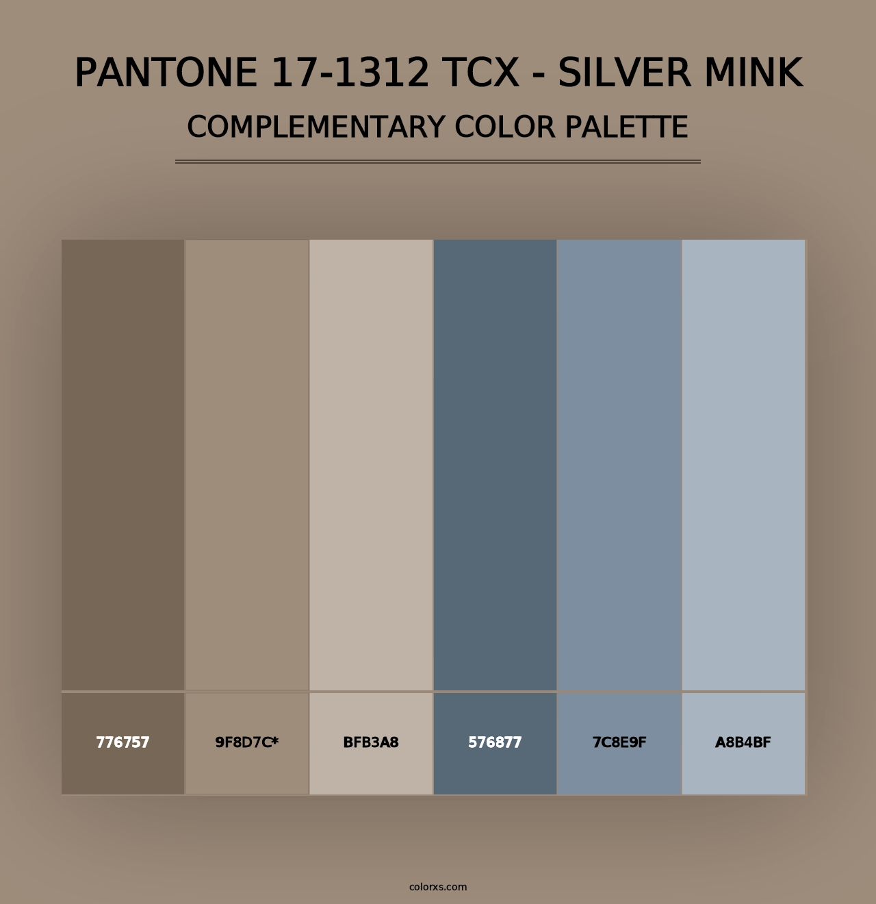 PANTONE 17-1312 TCX - Silver Mink - Complementary Color Palette