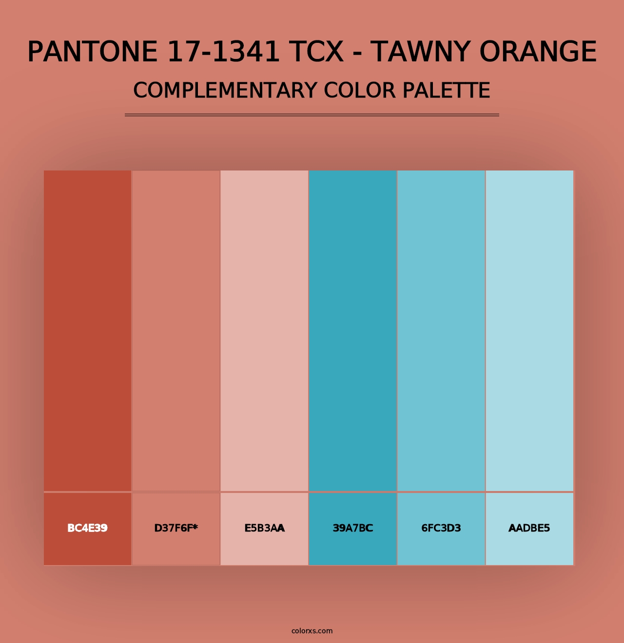 PANTONE 17-1341 TCX - Tawny Orange - Complementary Color Palette