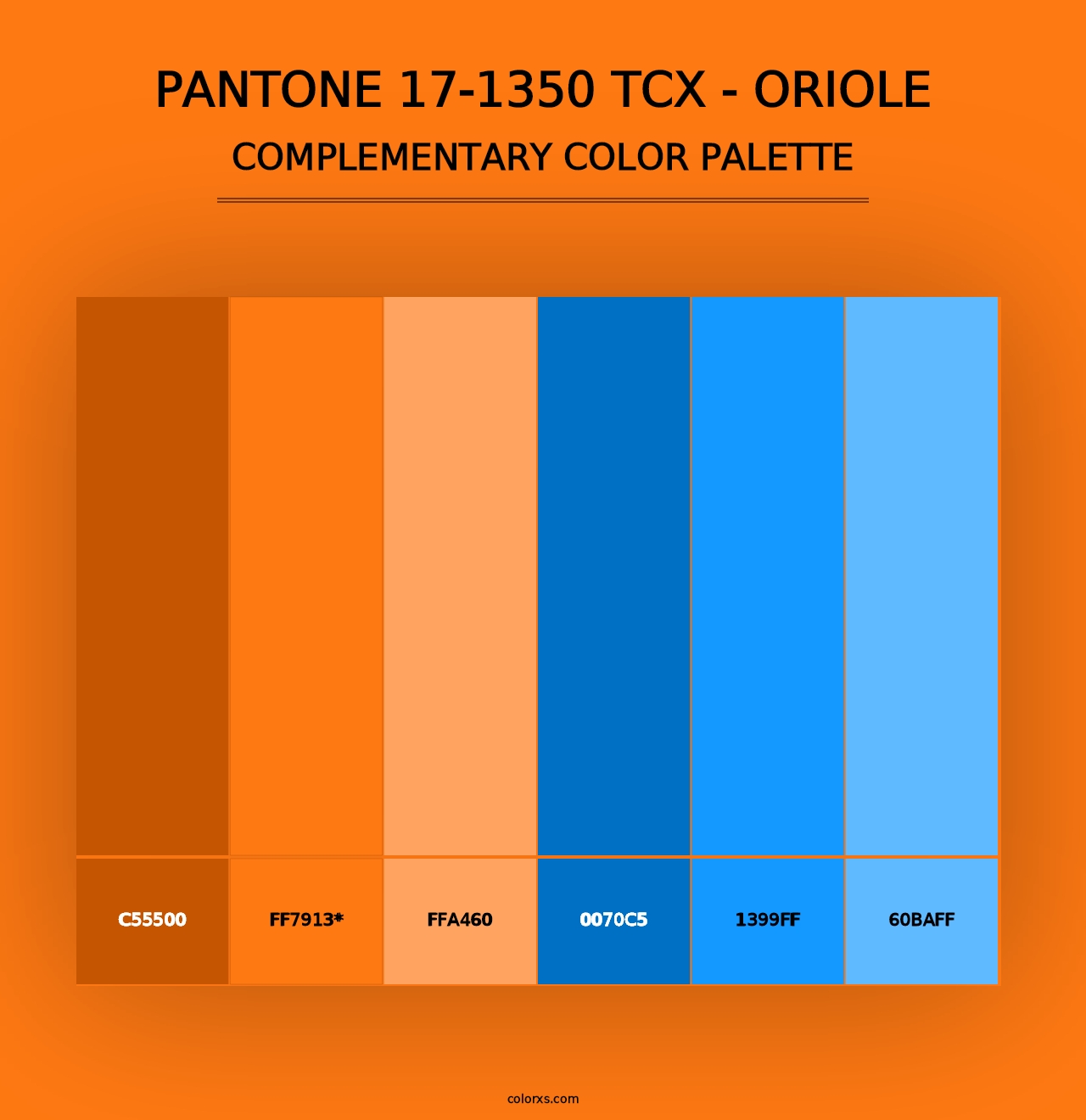 PANTONE 17-1350 TCX - Oriole - Complementary Color Palette