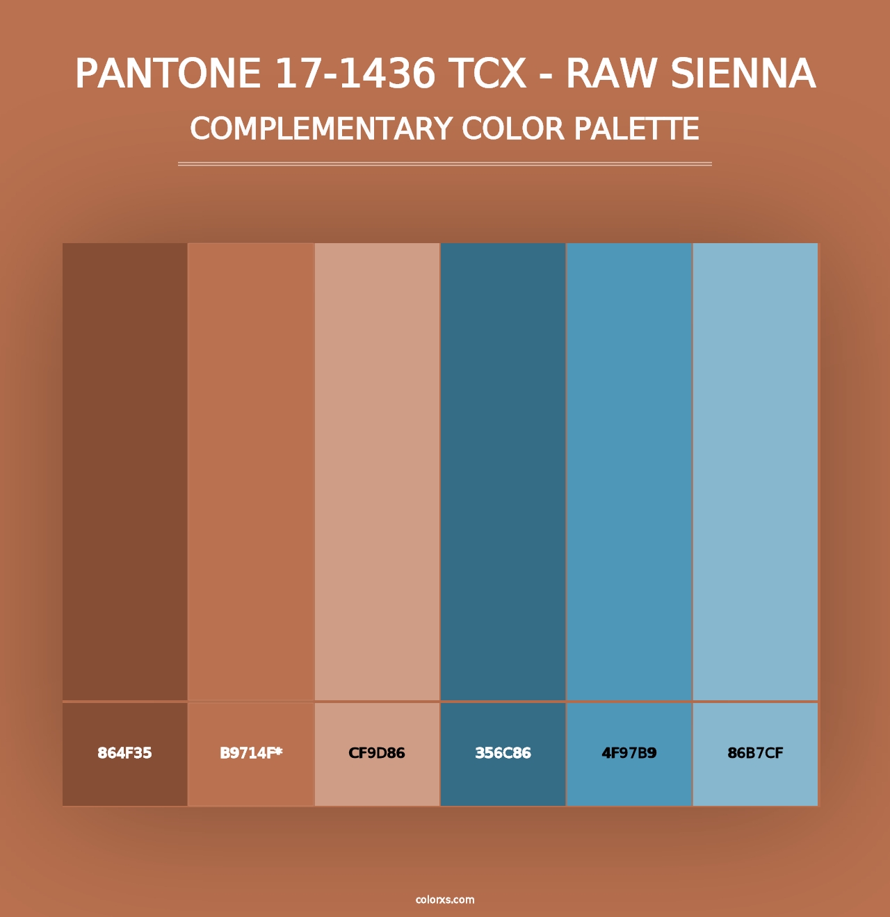 PANTONE 17-1436 TCX - Raw Sienna - Complementary Color Palette