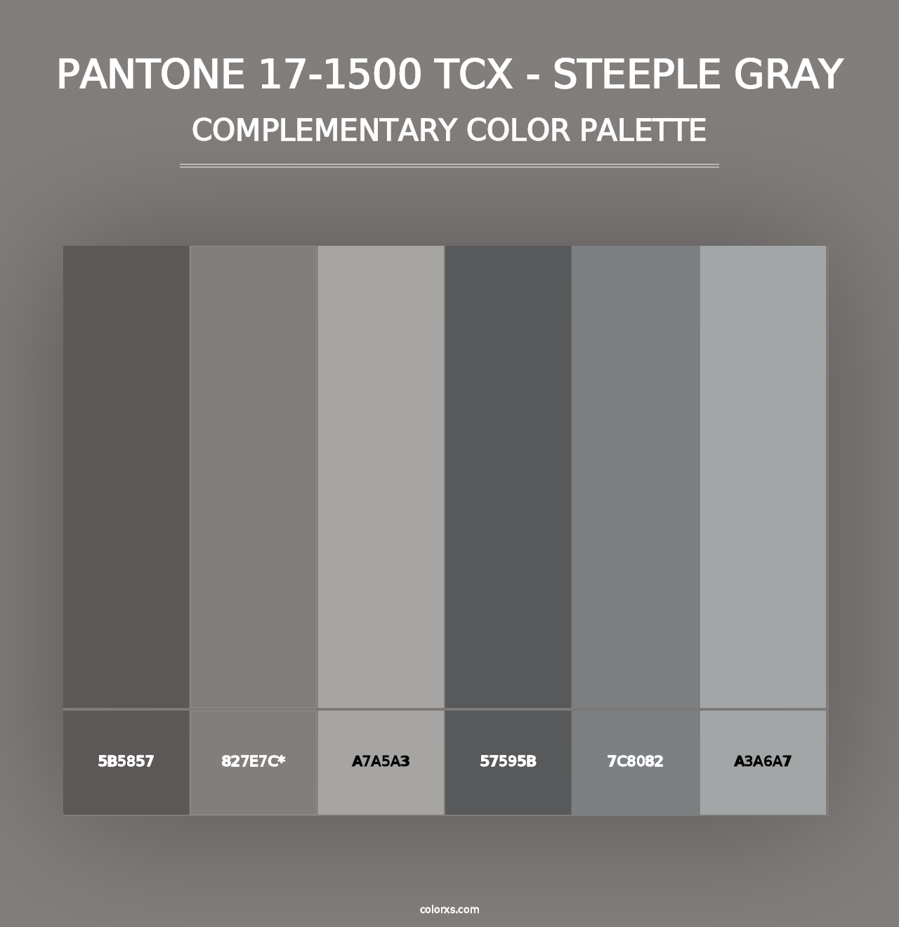 PANTONE 17-1500 TCX - Steeple Gray - Complementary Color Palette