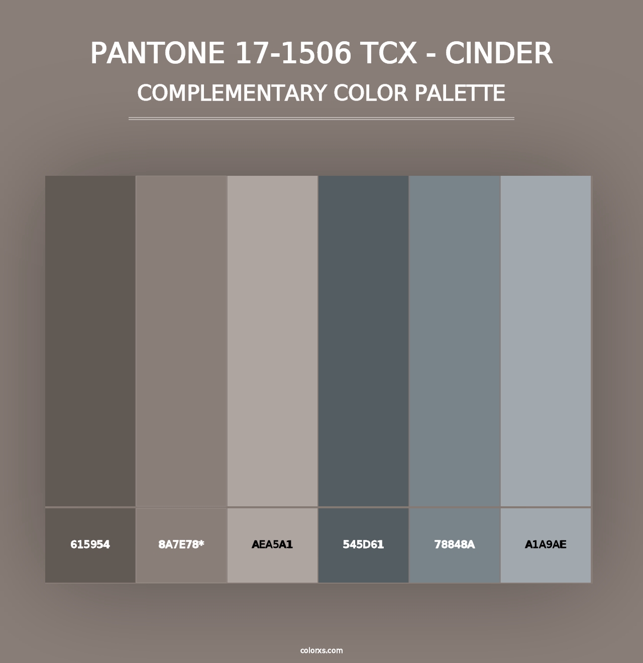 PANTONE 17-1506 TCX - Cinder - Complementary Color Palette