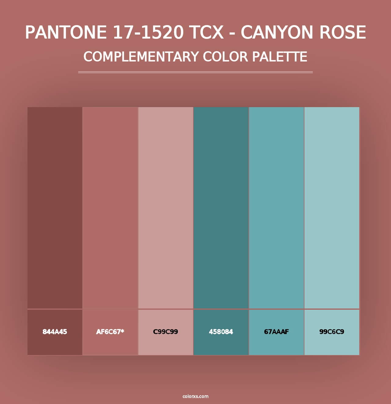 PANTONE 17-1520 TCX - Canyon Rose - Complementary Color Palette