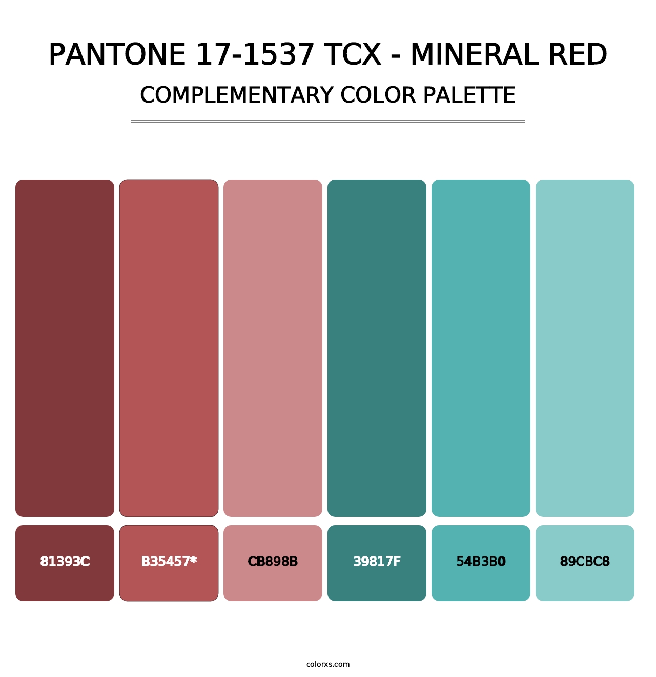 PANTONE 17-1537 TCX - Mineral Red - Complementary Color Palette