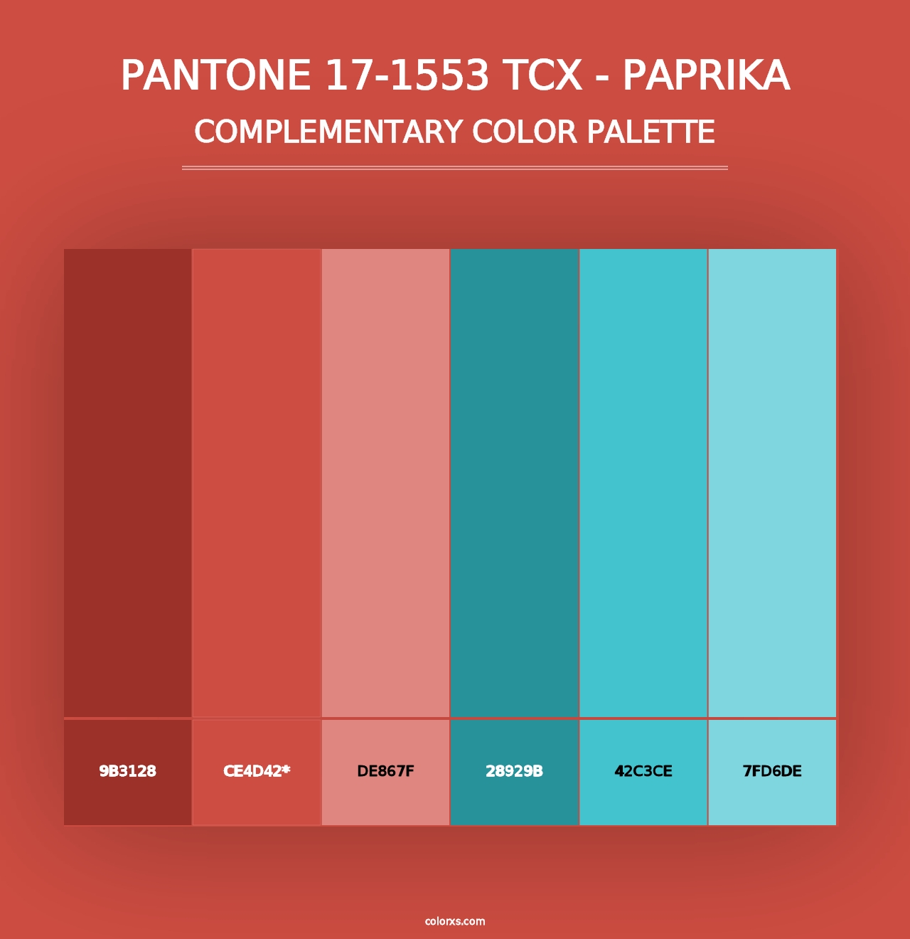 PANTONE 17-1553 TCX - Paprika - Complementary Color Palette