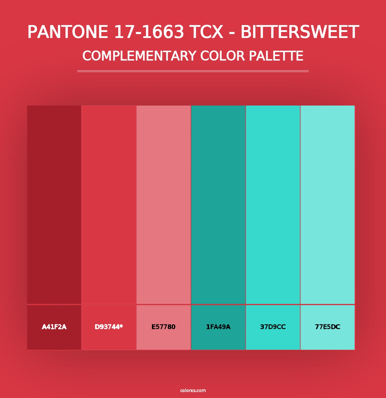 PANTONE 17-1663 TCX - Bittersweet - Complementary Color Palette