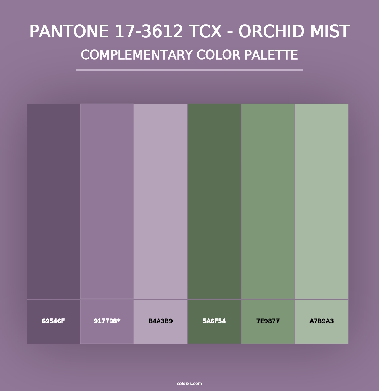 PANTONE 17-3612 TCX - Orchid Mist - Complementary Color Palette