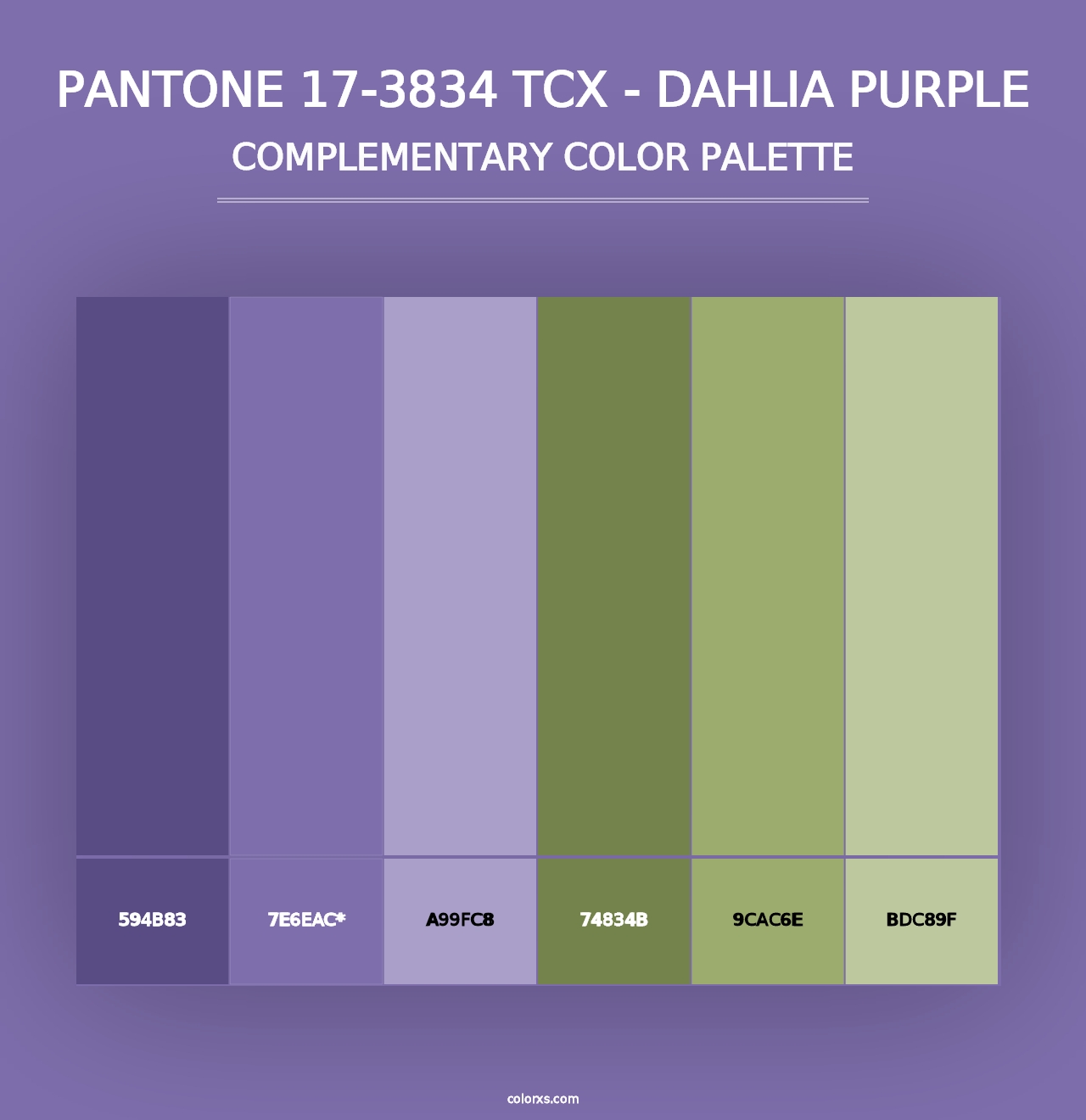 PANTONE 17-3834 TCX - Dahlia Purple - Complementary Color Palette