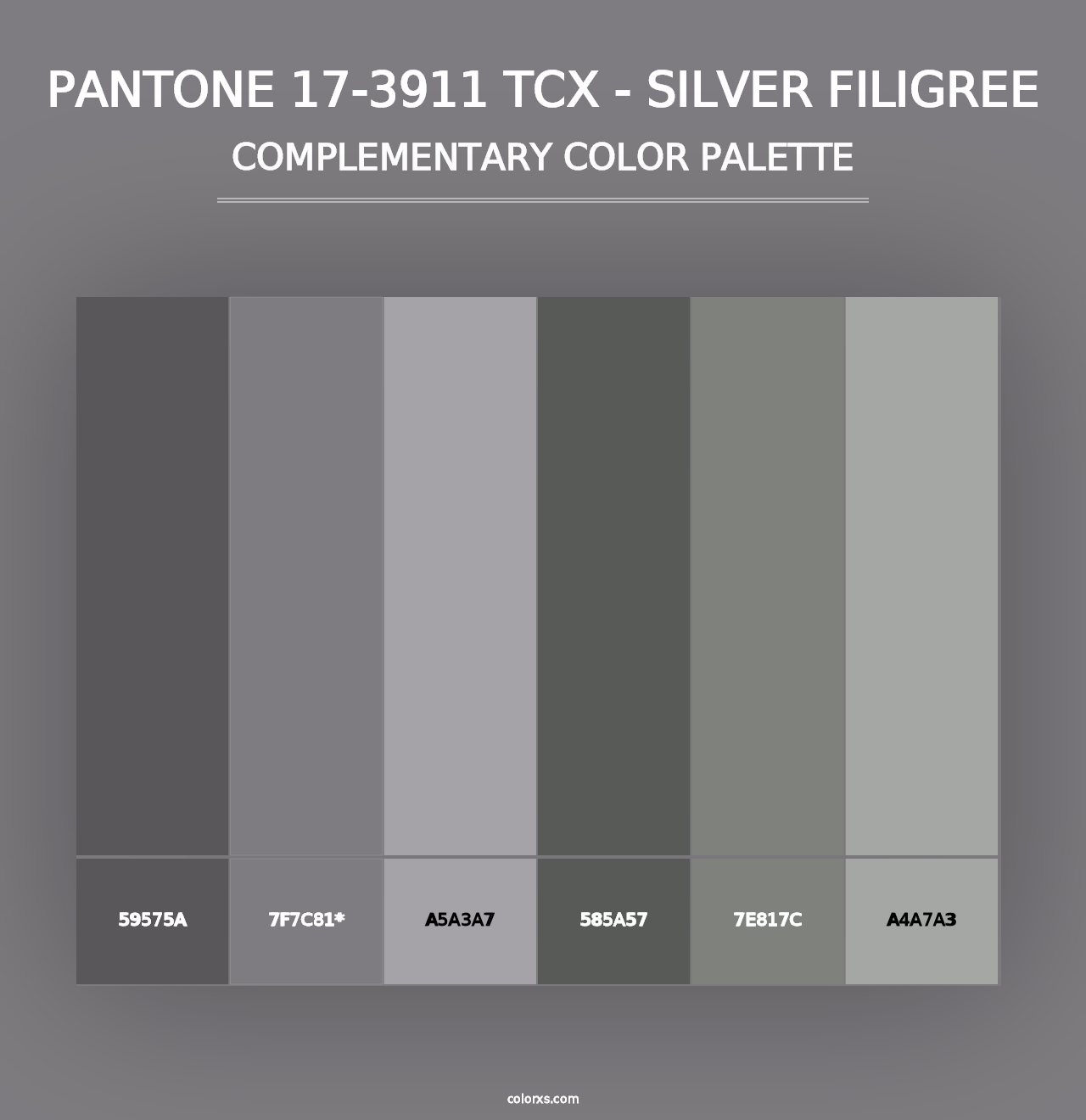 PANTONE 17-3911 TCX - Silver Filigree - Complementary Color Palette