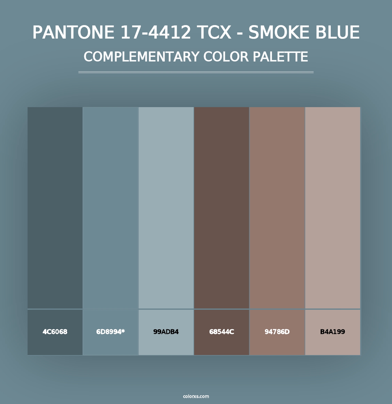 PANTONE 17-4412 TCX - Smoke Blue - Complementary Color Palette