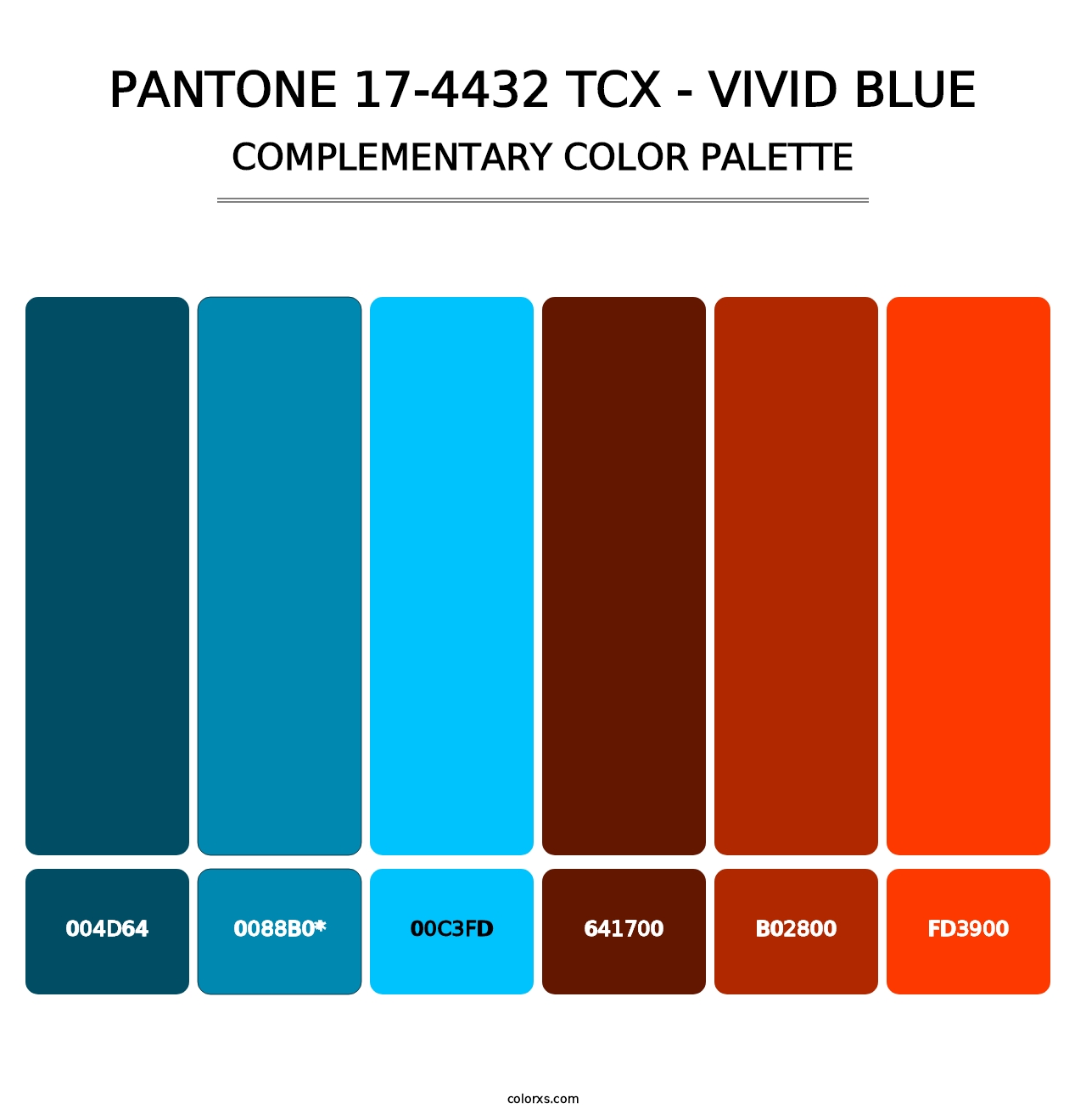 PANTONE 17-4432 TCX - Vivid Blue - Complementary Color Palette