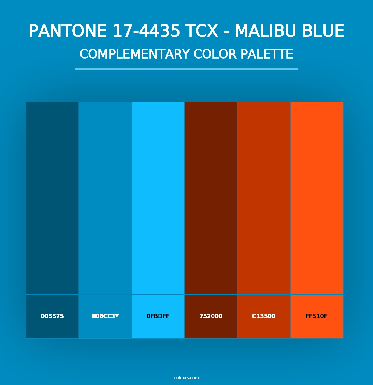 PANTONE 17-4435 TCX - Malibu Blue - Complementary Color Palette