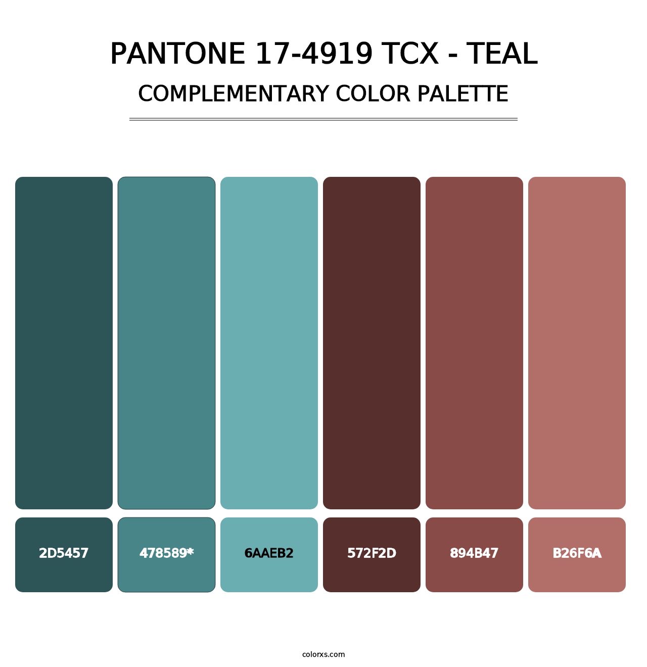 PANTONE 17-4919 TCX - Teal - Complementary Color Palette