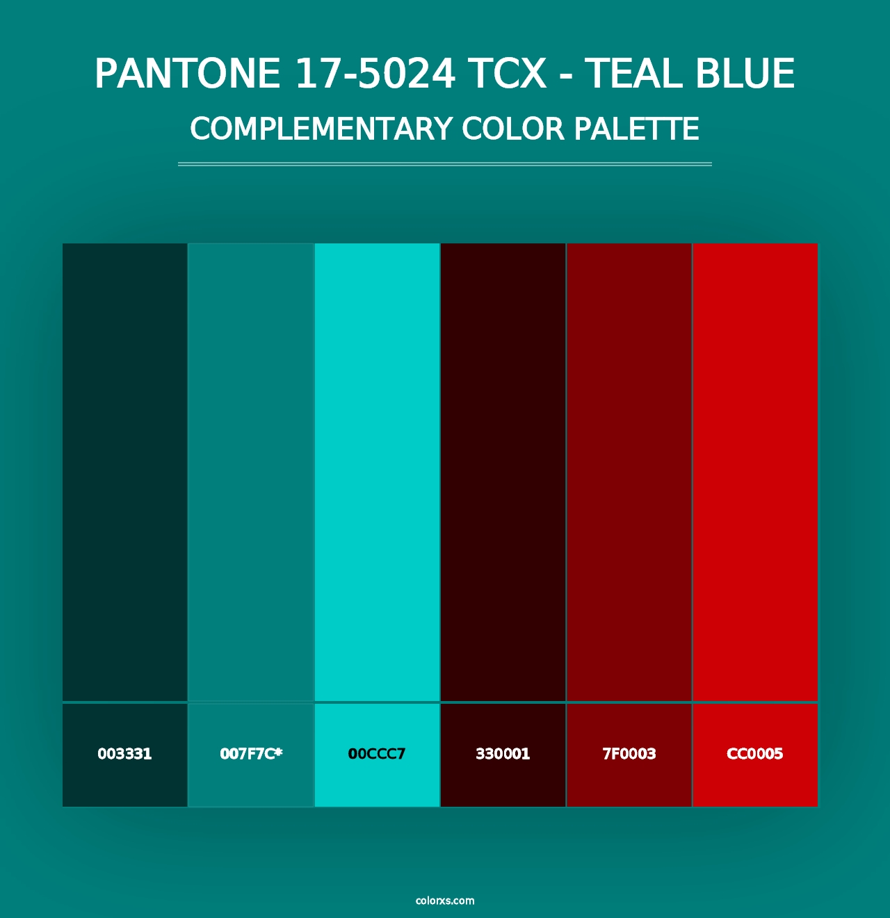 PANTONE 17-5024 TCX - Teal Blue - Complementary Color Palette