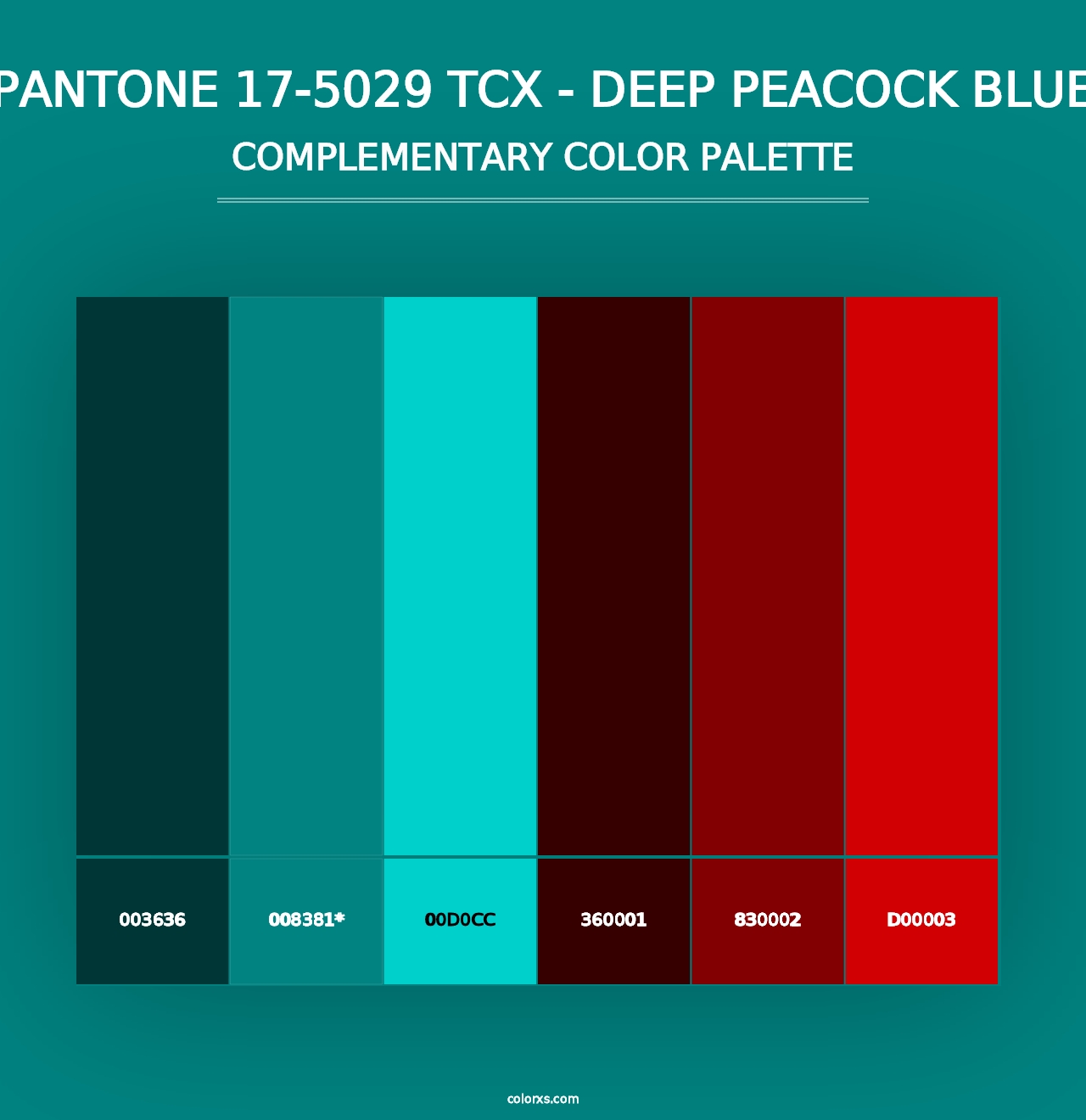 PANTONE 17-5029 TCX - Deep Peacock Blue - Complementary Color Palette