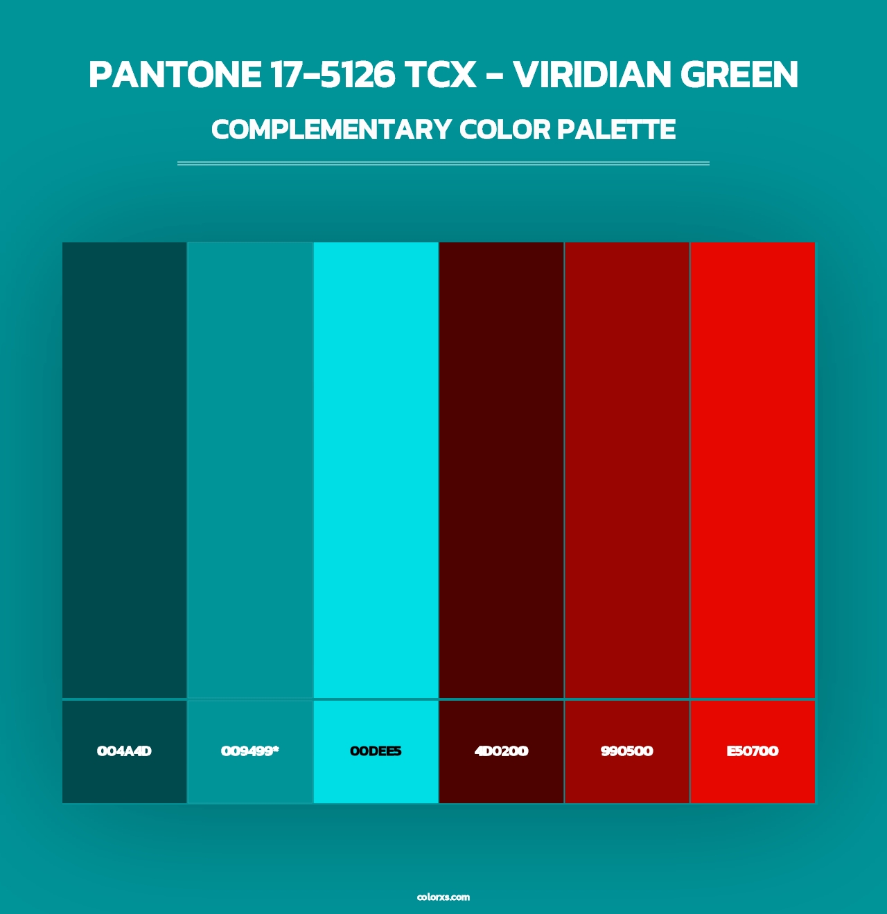 PANTONE 17-5126 TCX - Viridian Green - Complementary Color Palette