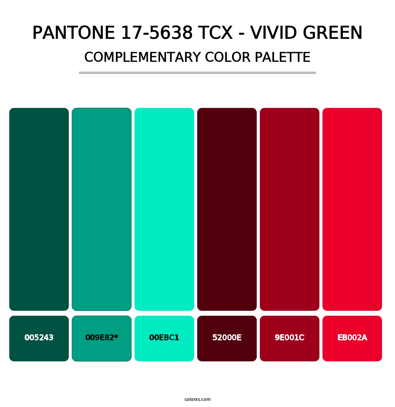 PANTONE 17-5638 TCX - Vivid Green - Complementary Color Palette