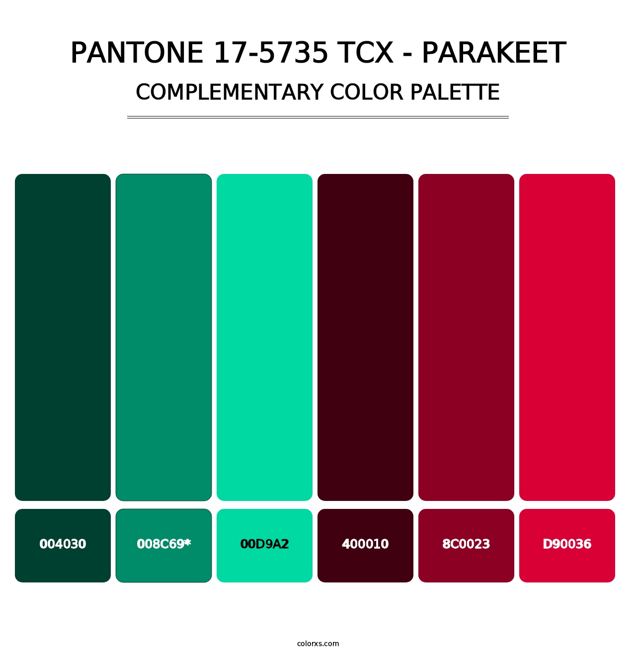 PANTONE 17-5735 TCX - Parakeet - Complementary Color Palette